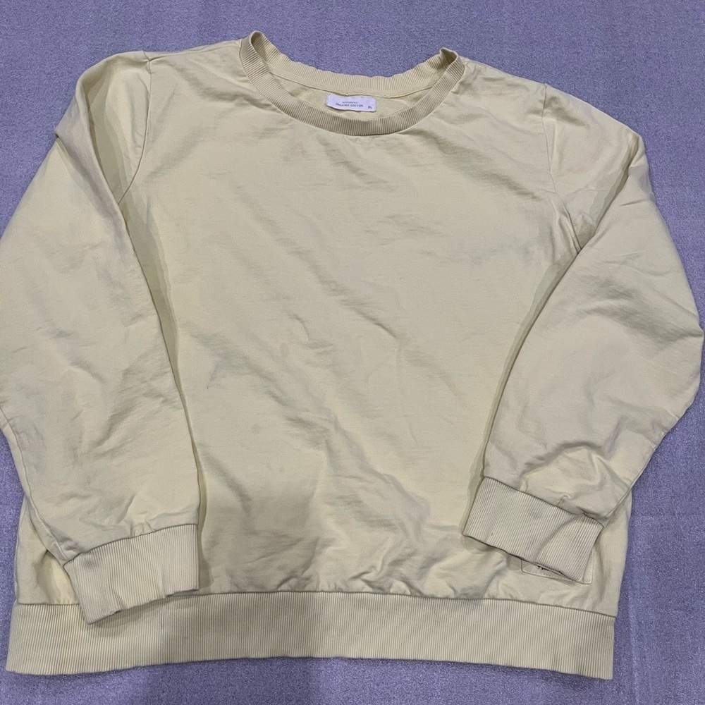 [XL]Reserved Yellow Green Crewneck Sweatshirt Organic Cotton